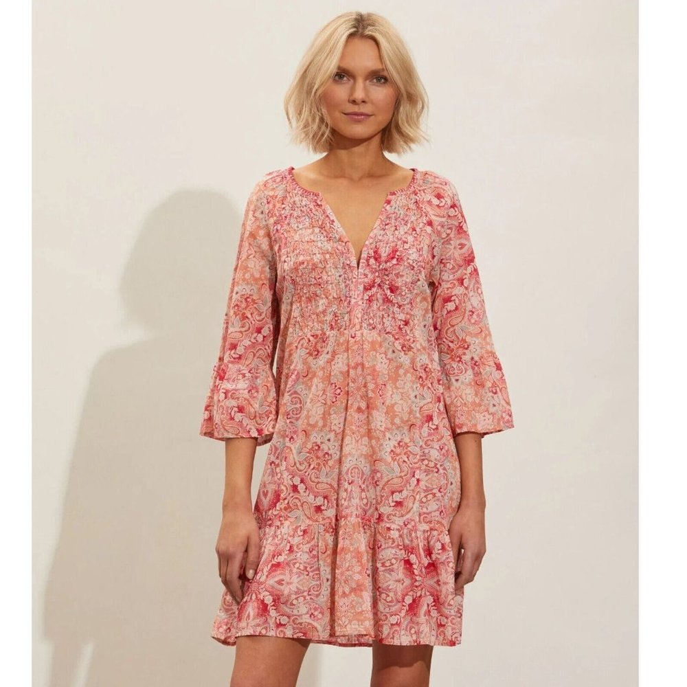 Odd Molly Anthropologie Annika Mini Dress Floral Printed Cotton XS-0